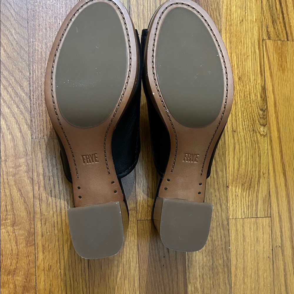 Frye Black Leather Mules with Wooden Heel - Picture 8 of 10
